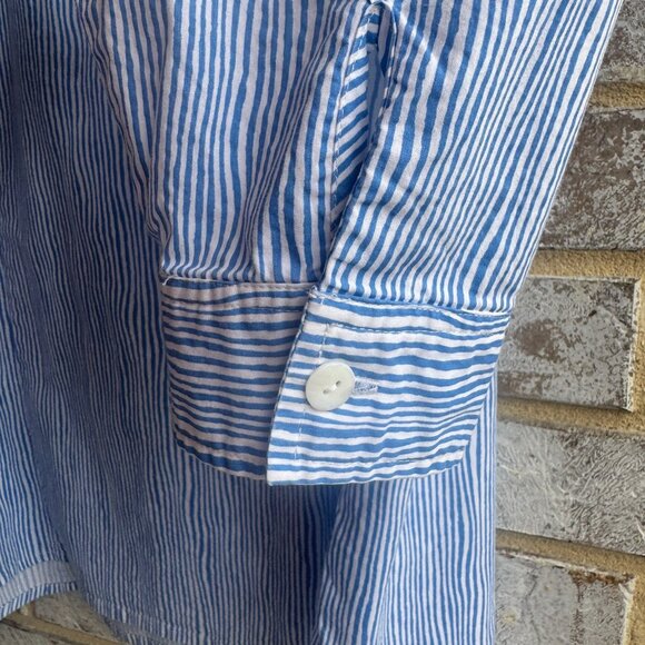 Chico's Long Sleeve Button Up Blue/White Striped Shirt Women's Size 3 (XL) - Picture 6 of 7